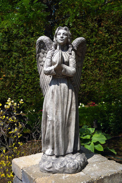 Cement Praying Angel Large Tall Cemetery Decor Memorial Big Statue